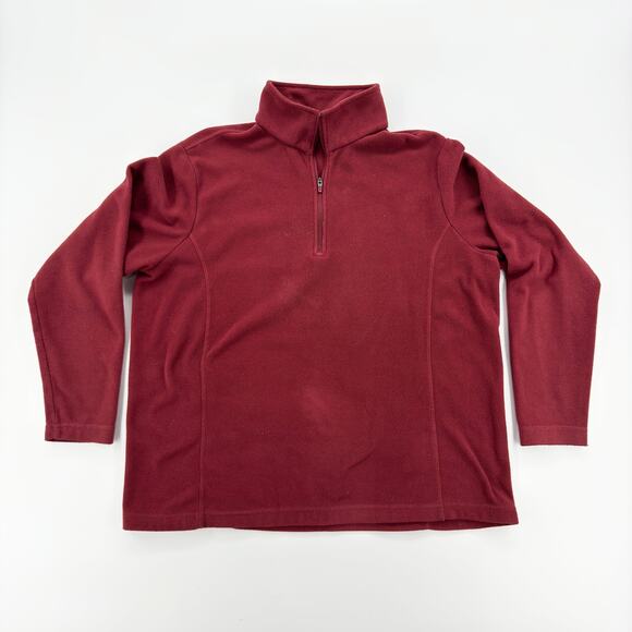 Lands’ End Women’s Fleece Pullover Size L/P 14-16 Burgundy Half Zip Warm Top - Picture 1 of 6